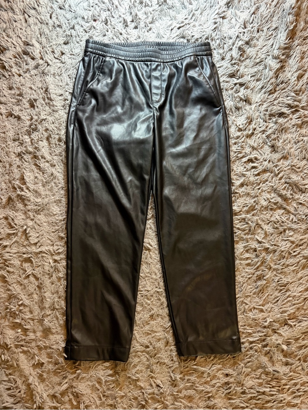 Gap black faux leather elasticized waist easy pants sz M